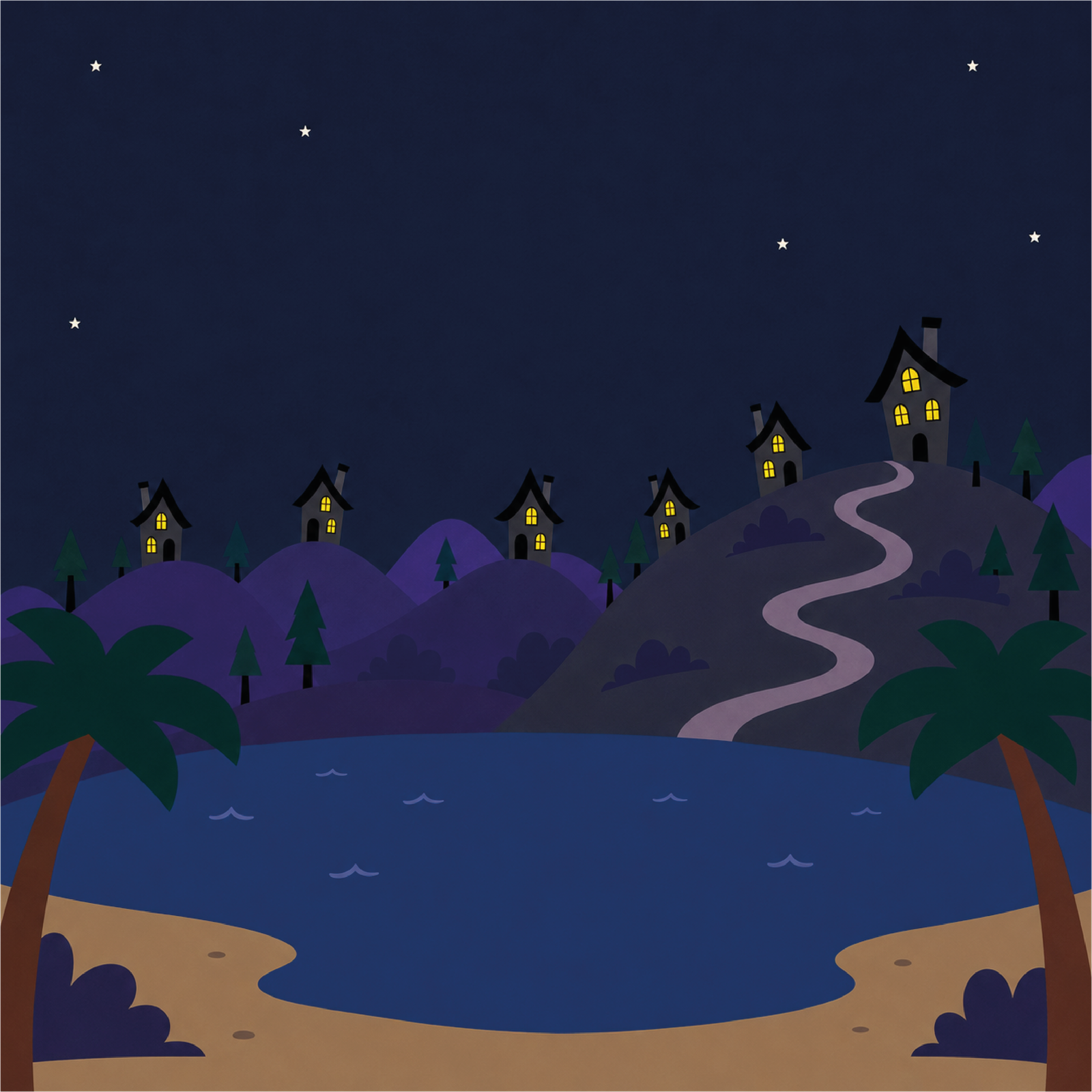 Paisagem noturna do Vale dos Monstros